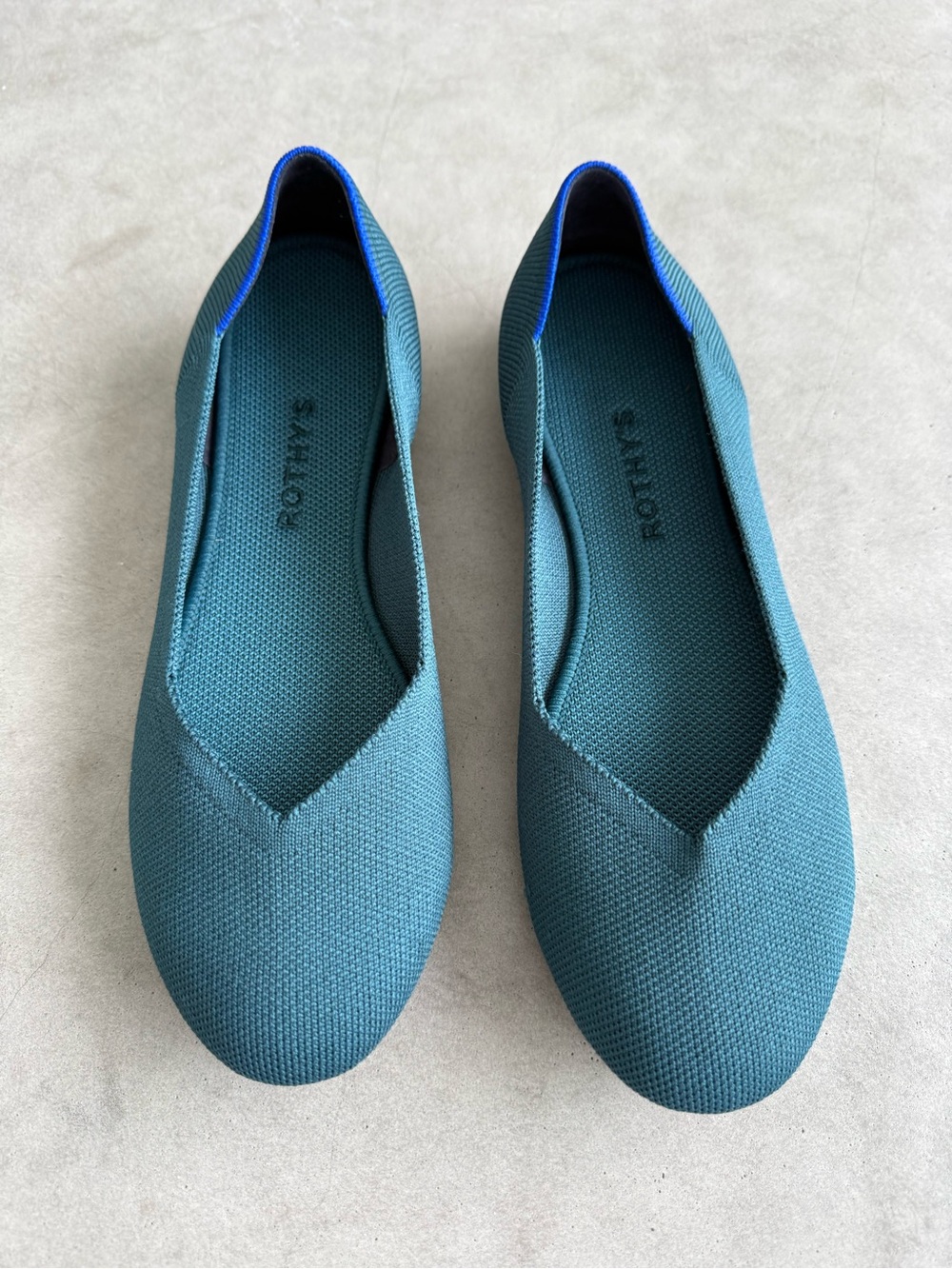 💎 Rothy’s The Flat Sustainable V Neck Round-Toe Ballet Flats - Teal Green 💎